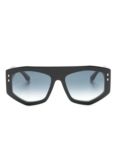 Isabel Marant Eyewear Logo-print Oversize-frame Sunglasses In Black