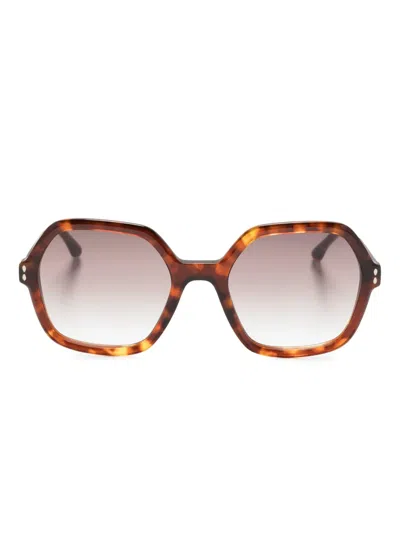Isabel Marant Eyewear Logo-print Oversize-frame Sunglasses In Brown