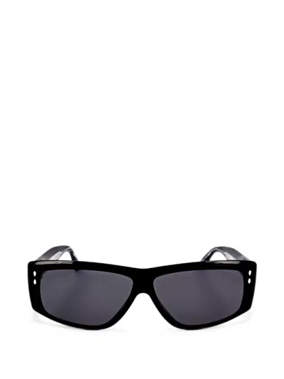 Isabel Marant Eyewear Rectangle-frame Logo-motif Sunglasses In Black