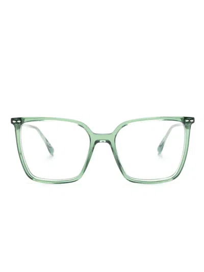 Isabel Marant Eyewear Square-frame Transparent Glasses In Green