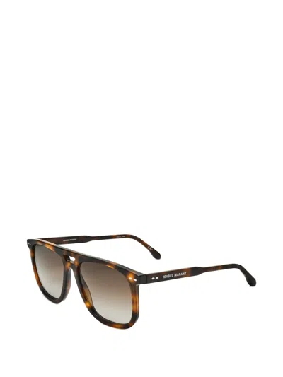 Isabel Marant Eyewear Tortoiseshell-effect Pilot-frame Sunglasses In 브라운