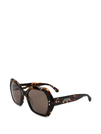 Isabel Marant Eyewear Tortoiseshell-pattern Sunglasses In 브라운