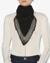Isabel Marant Ezane Bead-embellished Silk-crepe And Open-knit Scarf In Black