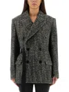 Isabel Marant Womens Atrium Ezzia Double-breasted Wool-blend Jacket Black Ecru In Gray
