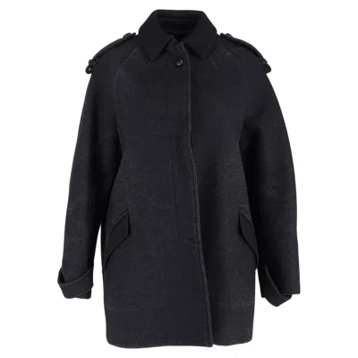 Isabel Marant Faber Coat In Navy Blue Wool