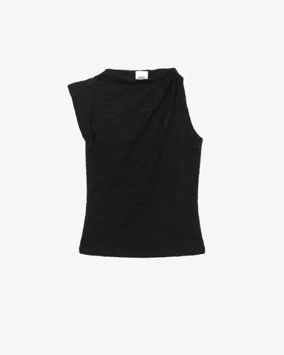 Isabel Marant Crinkled Asymmetric Jersey Top In Black