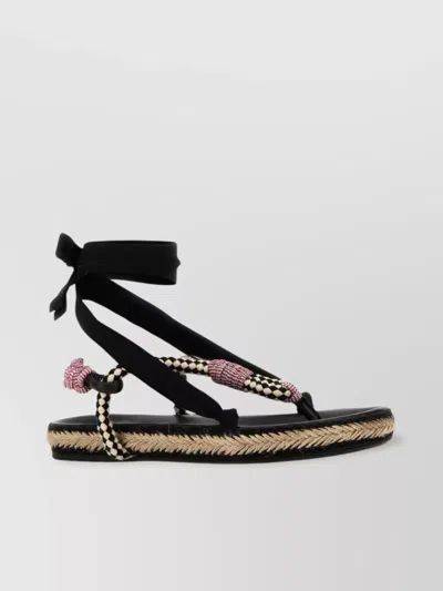 Isabel Marant Fabric Sandals With Open Toe And Braided Sole In Black