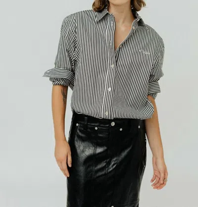 Isabel Marant Fabriza Button-up Shirt In Black/ecru Stripe In Multi