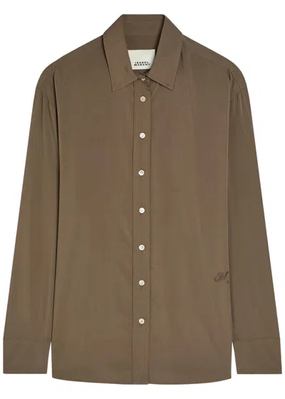 Isabel Marant Fabriza Logo-embroidered Modal-blend Shirt In Khaki