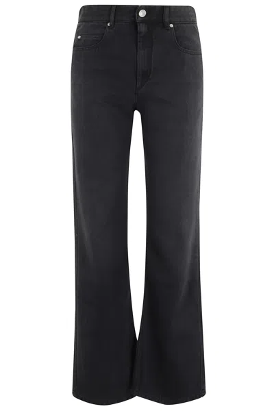 Isabel Marant Faded Black Belvira Gb Belt-loops Flared Lyocell-blend Jeans
