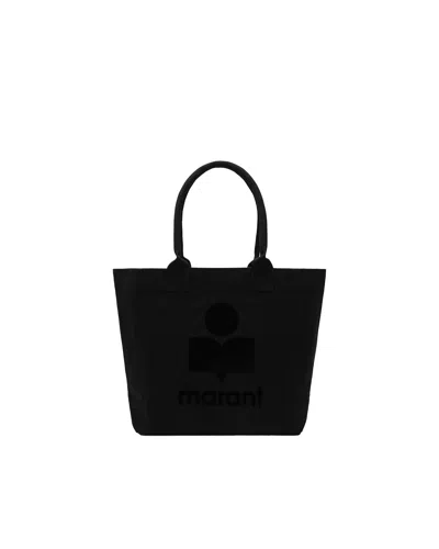 Isabel Marant Faded Black Cotton Logo Tote Bag