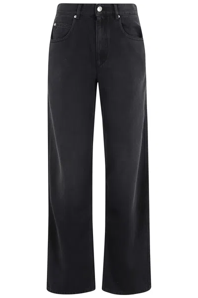 Isabel Marant Faded Black Jenny Gz Five-pocket Straight Lyocell-blend Jeans