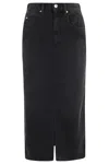 Isabel Marant Faded Black Midi Skirt With Five-pocket Design And Front Slit In Black