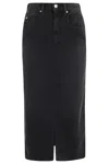 Isabel Marant Faded Black Midi Skirt With Five-pocket Design And Front Slit In Yellow