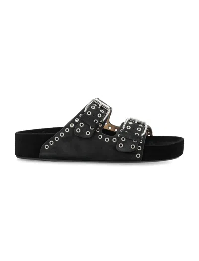 Isabel Marant Faded Black Studded Double Buckle Sandals For Women