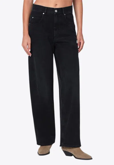 Isabel Marant Faded-effect Straight Jeans In Black