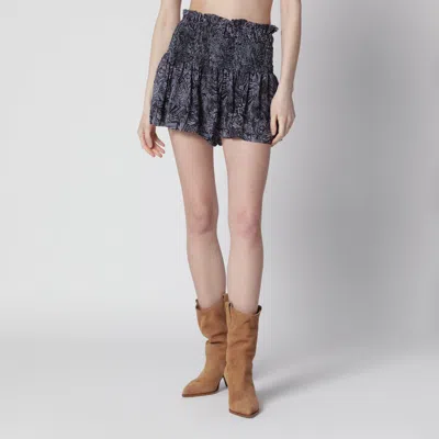 Isabel Marant Faded Night Silk Shorts In Blue