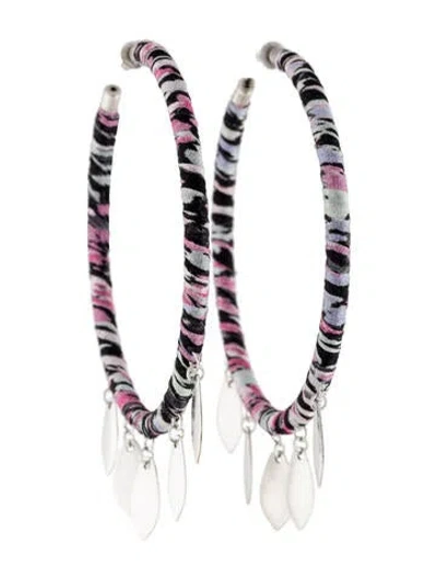 Pre-owned Isabel Marant Faded Night Silk Wrapped Hoop Earrings In Multi