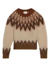 Isabel Marant Fairisle Pattern Mohair Sweater In Gold