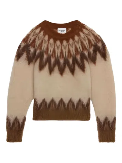 Isabel Marant Fairisle Pattern Mohair Sweater In Gold