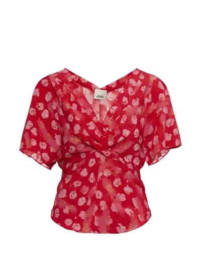 Isabel Marant Faljane Floral-print Blouse In Red