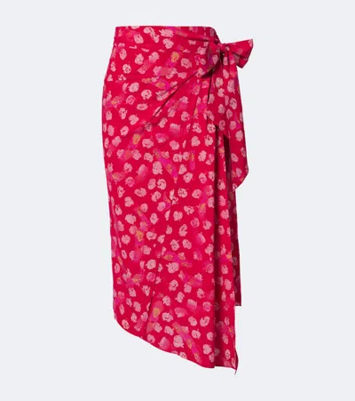 Isabel Marant Faniry Floral Silk-blend Midi Skirt In Red