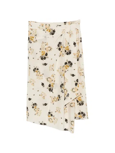 Isabel Marant Faniry Floral-print Asymmetric Skirt In Neutral
