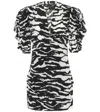 Isabel Marant Farah Mini Dress With Puffer Sleeves In Zebra Print In Black