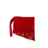 ISABEL MARANT FARO LOGO-DEBOSSED FRINGED CLUTCH BAG