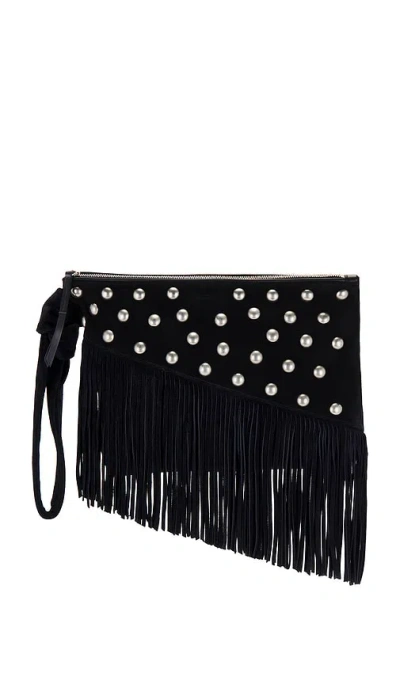 Isabel Marant Womens Black Faro Suede Clutch Bag