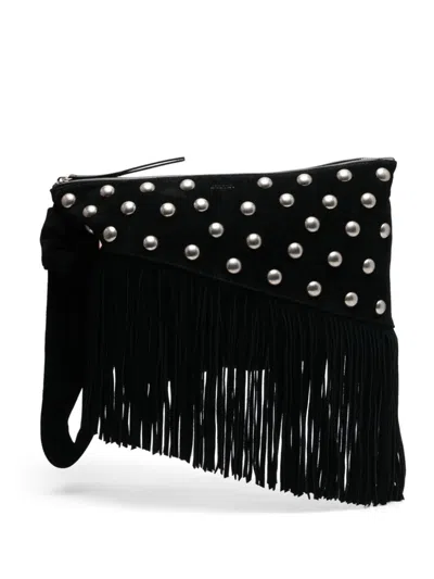 Isabel Marant Womens Black Faro Suede Clutch Bag