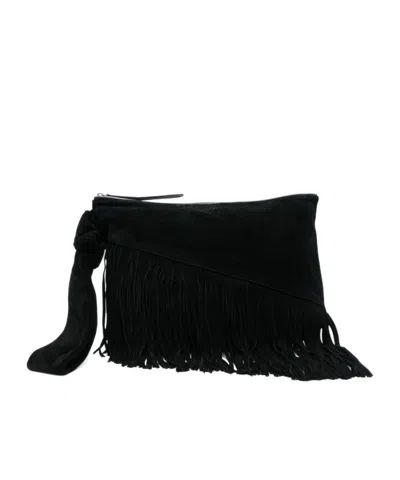 Isabel Marant Faro Suede Clutch In Black