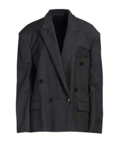 Isabel Marant Fashion Minimal Plaid Double-breasted Blazer In Black