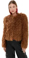 Isabel Marant Faustine Faux Fur Jacket In Cinnamon