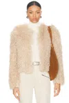 Isabel Marant Faustine Faux-shearling Cropped Jacket In Ecru