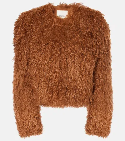 Isabel Marant Faustine Cropped Faux-shearling Jacket In Brown