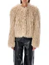 Isabel Marant Faustine Faux-shearling Cropped Jacket In Ecru