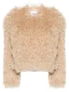 ISABEL MARANT FAUSTINE FAUX-SHEARLING CROPPED JACKET