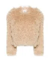 Isabel Marant Faustine Faux-shearling Cropped Jacket In Nude