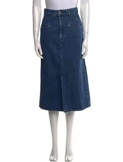 Pre-owned Isabel Marant Faux Fur Trim Midi Length Skirt W/ Tags In Blue