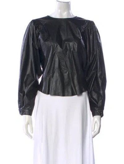 Pre-owned Isabel Marant Faux Leather Crew Neck Top In Black