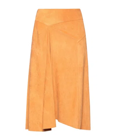 Isabel Marant Faux Suede Fabric Skirt In Orange