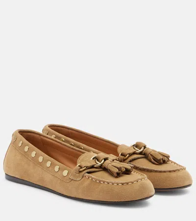 Isabel Marant Faxel Studded Suede Loafers In Sand