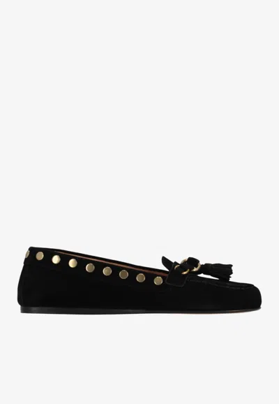 Isabel Marant Faxel Suede Leather Loafers In Black