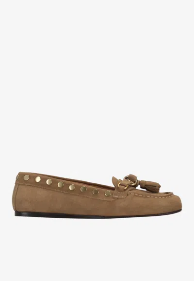 Isabel Marant Faxel Taupe Leather Moccasins In Brown