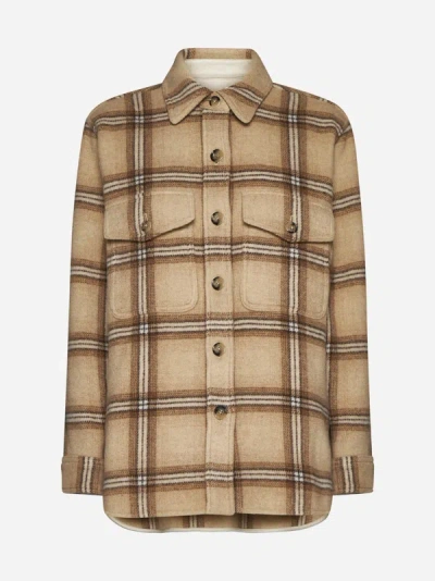 Isabel Marant Faxona Check Wool-blend Shirt In Camel