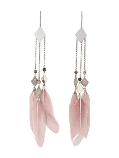 Pre-owned Isabel Marant Feather & Bead Drop Earring In Pink