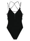 Isabel Marant Strappy High-cut Leg Swimsuit With Braid Detailing In Black