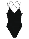 Isabel Marant Strappy High-cut Leg Swimsuit With Braid Detailing In Black