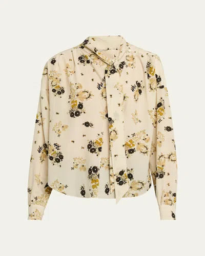 Isabel Marant Fedry Floral-print Silk Neck-scarf Blouse In Multi